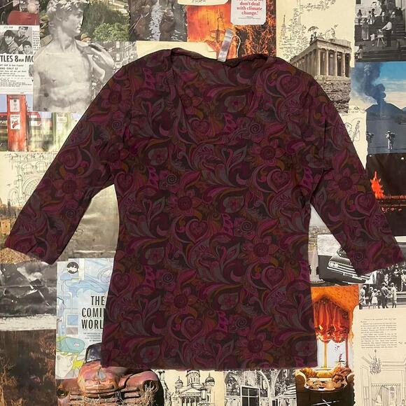 Y2k Lucy & Fiona Floral Paisley Quarter Sleeve - Picture 2 of 4